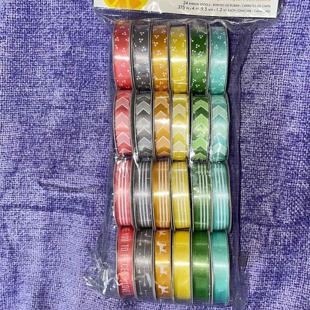 American Crafts - Amy Tangerine Value pack 24 Spools Premium Ribbon chevron dog